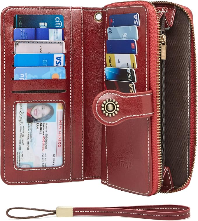 TFKGS Wallet for Women RFID Blocking Leather Large Capacity Card Holder Ladies Phone Clutch Travel Long Purse Wristlet | RFID Blocking - Image 8