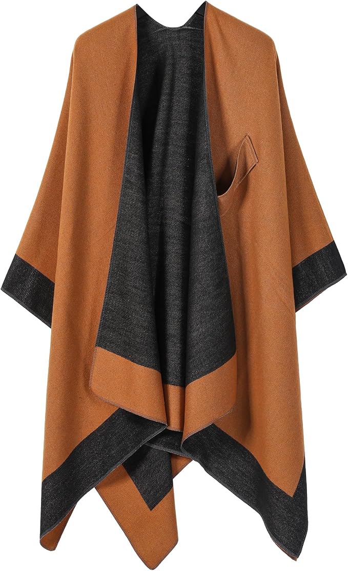 Shawl Wraps for Women Reversible Open Front Ruana Poncho Soft Cozy Cardigan for Fall and Winter - Image 4