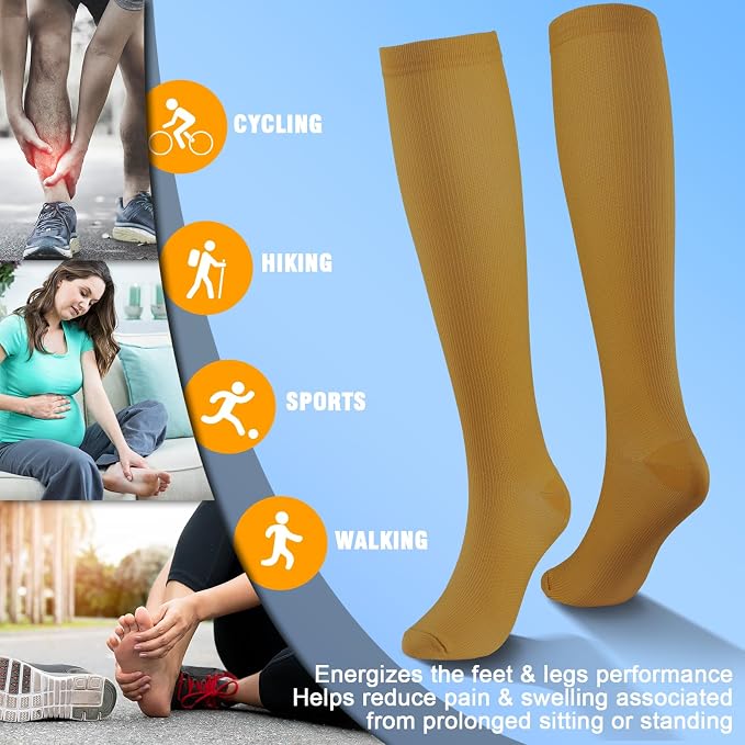 cerpite Compression Socks for Women & Men 6 Pairs Knee High Compression Socks 20-30 mmhg Best for Running,Nurse,Travel - Image 5
