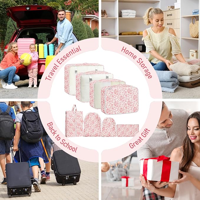 Packing Cubes for Travel - 8 Set Luggage Organizer Bags for Family, Mesh Breathable Packing Cubes for Suitcases Durable Travel Essentials Bags Set - Image 7