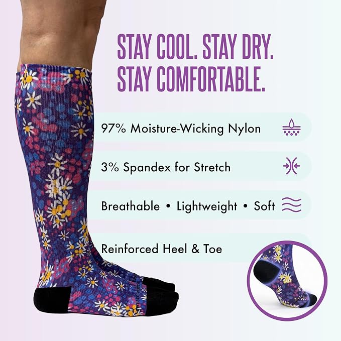 Crazy Compression Socks, Comfortable Support Socks for Recovery, Travel, Hiking, and Long-Hour Comfort w/Fun Designs - Image 5