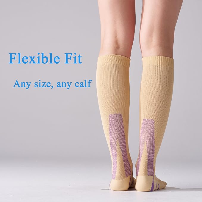 4 Pairs Compression Socks For Women and Men 20-30mmHg Graduated Compression Circulation Support Socks For Travel - Image 4