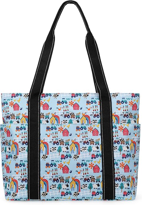 Tote Bag for Women with Laptop Compartment & Cup Holder,Nylon Bag for Work,Travel,Gym,Beach,Teacher,Nurse,School,Mom by HappiePeppie