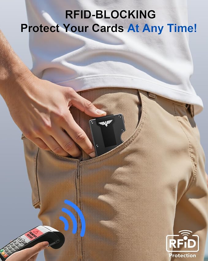 Lenvoten Upgraded Hinged Minimalist Wallet for Men, AirTag Compatible | Slim Metal Aluminum, RFID Blocking Credit Card Holder & Money Clip Holds 20 Cards, Premium Scratch-Resistant Finish - Image 6