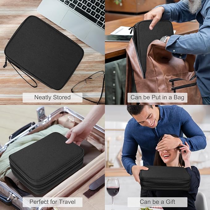 FYY Electronic Organizer, Travel Tech Pouch Bag, Extra Large, Black | Wrist Strap, Waterproof, Double Layers Electronics Travel Case for iPad, Cord, Laptop Charger, Daily and Business Trips Use - Image 7