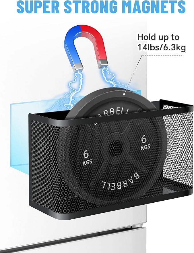 Magnetic Storage Basket Set, 2-Pack Dryer Ball Holder | Medium & Small: Attach to Fridge or Any Metal Surface in Seconds, No Hardware Needed - Image 2