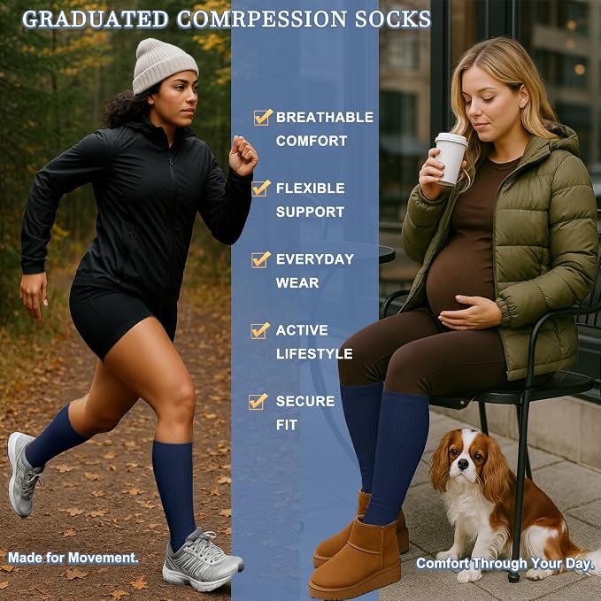 Sooverki Compression Socks for Women and Men Circulation (3/4 Pairs) is Best Support for Running Athletic Cycling Hiking - Image 4