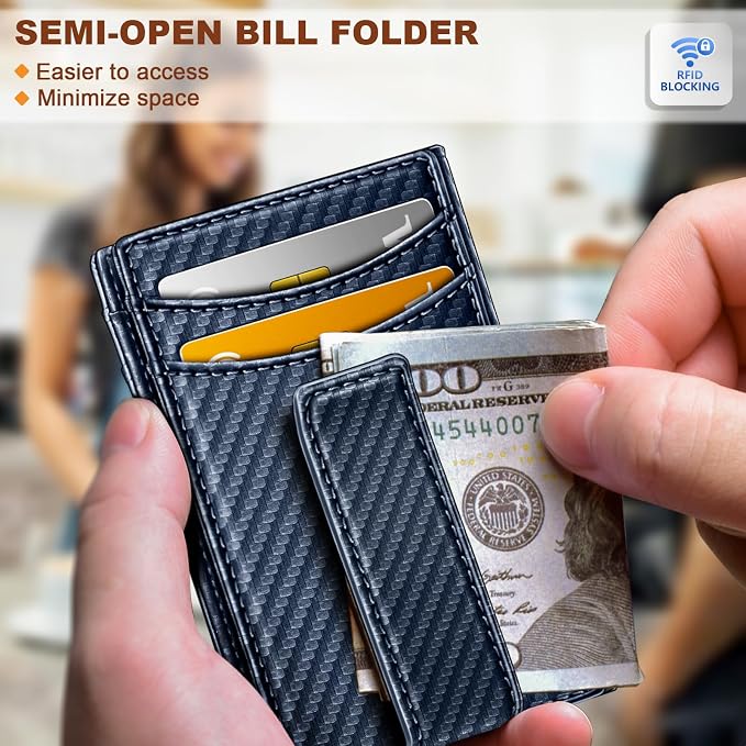 BULLIANT Magnetic Slim Leather Airtag Wallet Money Clip For Men 12Cards | RFID Blocking | Easy Access | Gift Boxed | Pocket Fit - Image 4