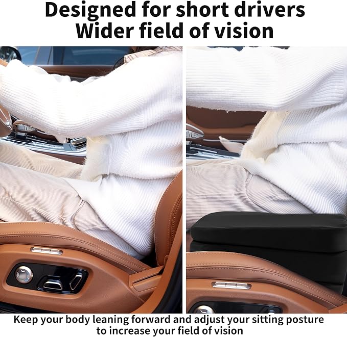 HOMBYS Adjustable Car Booster Seat for Short Drivers, 3 Heights for Different People, Adult Car Seat Cushions for Driving, Supportive Car Seat Pad for Lower Back Pain Reduce, (17"x12.8"x6.3", Black) - Image 7