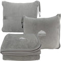 BlueHills Premium Soft Travel Blanket Pillow Combo Airplane - Light Gray | Pillow/Blanket in a Bag, Luggage Belt & Carabiner, Compact Pack for Airport & Long Flights, Travel Essential Accessory Gifts by BlueHills
