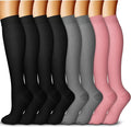 QUXIANG Copper Compression Socks for Women & Men Circulation (8 Pairs) - Best for Running Athletic Cycling - 15-20 mmHg by QUXIANG