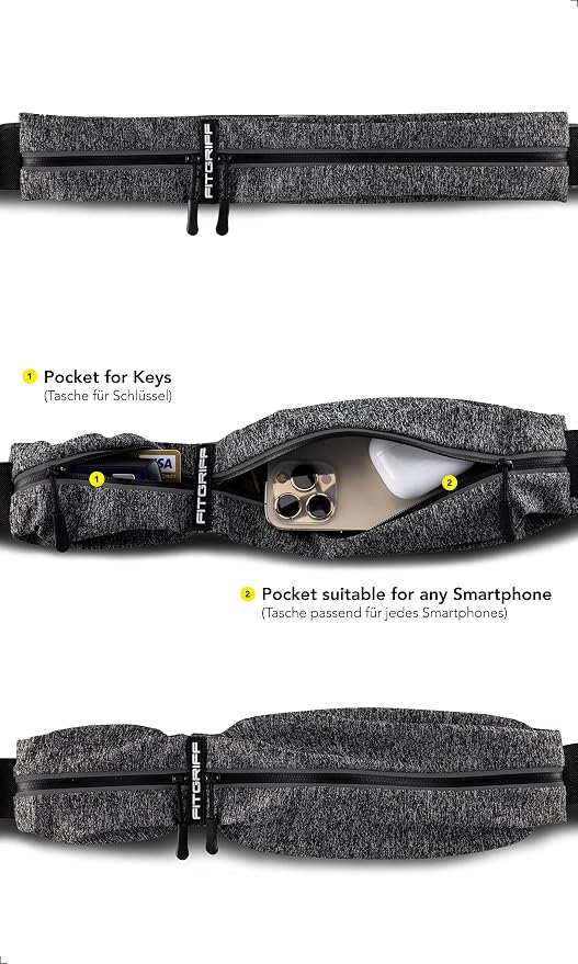 Fitgriff® Running Belt for Men & Women - Secure Jogging Pouch for Phone, Keys & Essentials - For All Cell Phones - Image 2