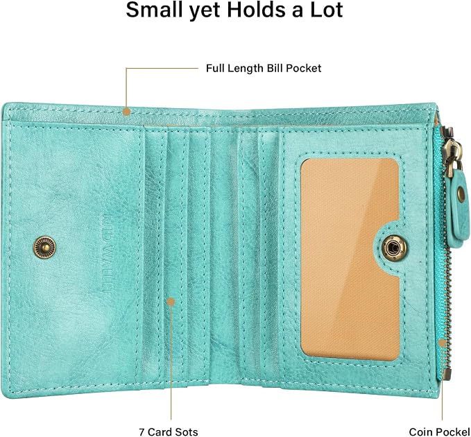 Ultra Thin Small Compact Leather Womens Girls Wallets RFID Blocking Credit Card Holder for Women - Image 4
