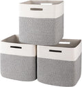 OIAHOMY 13 Inch Cube Storage Bins, 3-Pack Cotton Rope Woven Baskets for Organizing, Insert Storage Baskets for Shelves, Baby Nursery, Closet Organizer, 13 * 13 * 12.6IN, Grey & White by MasterofSpaceOptimization