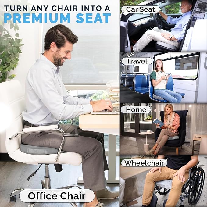 ComfiLife Doctor Recommended Seat Cushion - Premium Gel & Memory Foam Office Chair, Car Seat, Lifting Cushion - Chair Cushions for Back & Sciatica Relief - Seat Cushions for Office & Desk (Gray) - Image 9