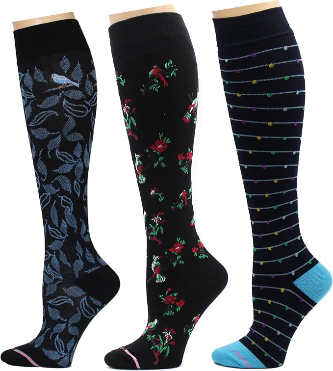 Dr. Motion 3 Pairs Therapeutic Graduated Compression Women's Knee-hi Socks by Dr.+Motion