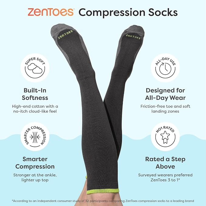 ZenToes Compression Socks for Women & Men, Knee High Socks with Targeted Cushioning - Image 3
