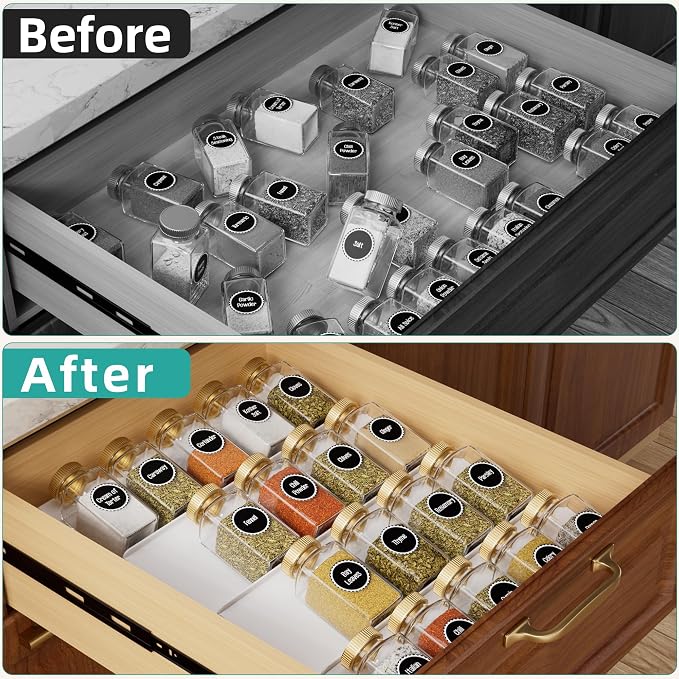MIUKAA White Acrylic Spice Drawer Organizer, 4 Tier Seasoning Jars Drawers Insert, Kitchen Spice Rack Tray for Drawer/Countertop (Jars not included) - Image 5