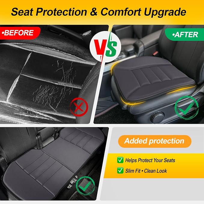 kingphenix 3-Piece Memory Foam Car Seat Cushion Set for Driving Comfort | 2 Front Seat Cushions and 1 Rear Bench Pad, 1.2-Inch Memory Foam, Non-Slip Bottom for Sedan, SUV, Truck and Van, Dark Grey - Image 8
