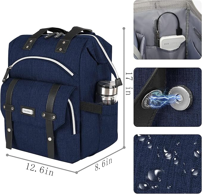 FALANKO Laptop Backpack 17.3 Inch Stylish Computer Backpack Doctor Teacher Work Bookbag Water Repellent College Shoulder Bag with RFID Anti-theft,Nurse Purse Travel Business Bag for Women - Image 4
