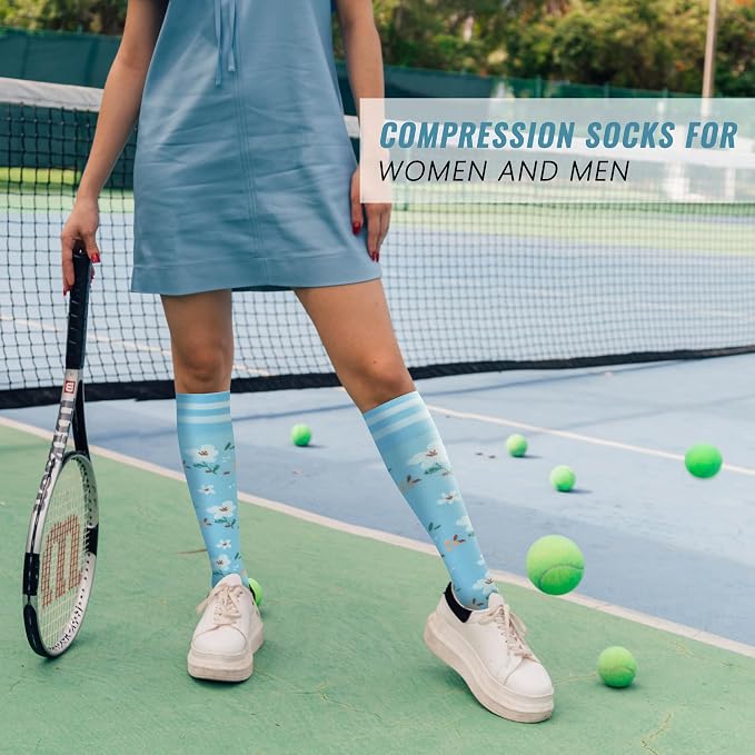 fenglaoda Compression Socks Women Men 4 Pairs, Knee High Support Socks for Running, Sports, Travel, Flight, Nurse - Image 5