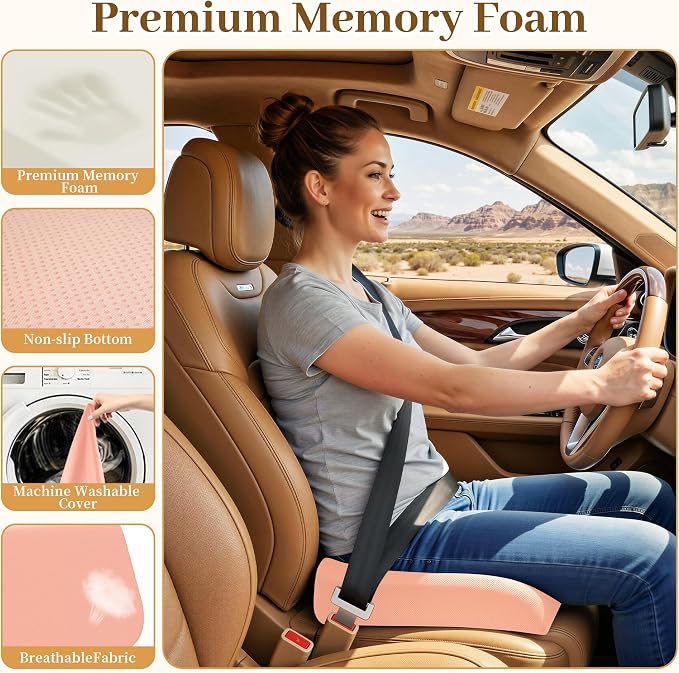 TranquilRelax XL Memory Foam Seat Cushion for Office Chair, 3.35-Inch, Pink | Medium-firm Support for Long Sitting, Washable Mesh Cover, Non-slip Base, Perfect for Car Seats & Short Drivers - Image 3