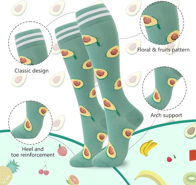 fenglaoda Compression Socks for Women Men Support Circulation 6 Pairs Socks For Nurse, Travel, Flight - Image 3