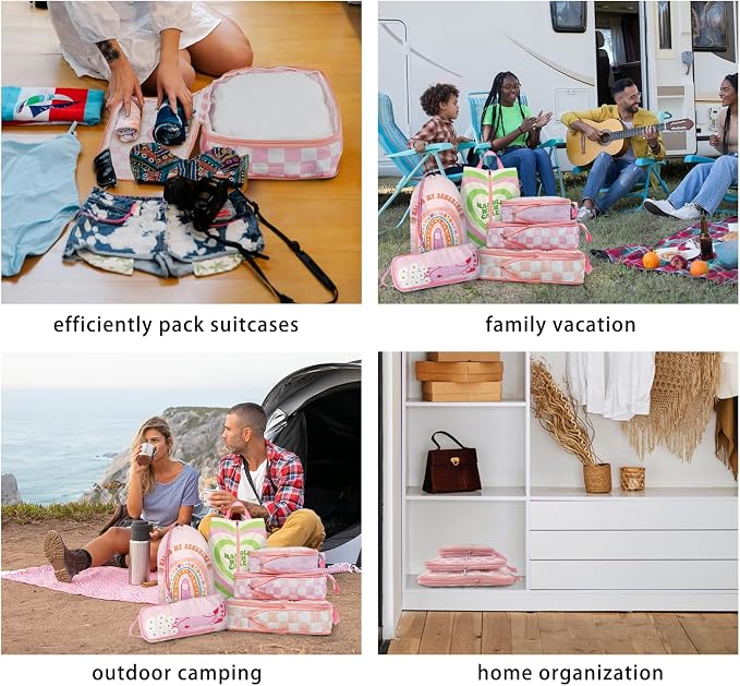 6 Pcs Compression Packing Cubes for Travel, Waterproof Luggage Organizer Washable Storage Bags Set - Packaging Cubes for Backpack Travel and Carry-Ons - Image 7