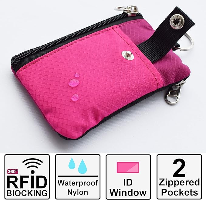 CHENSPRX Minimalist RFID Blocking Small Wallet with ID Window,WaterResistant Zip Id Case Wallet with Lanyard Keychain for Cards,Cash,Travel,Women,Men - Image 2