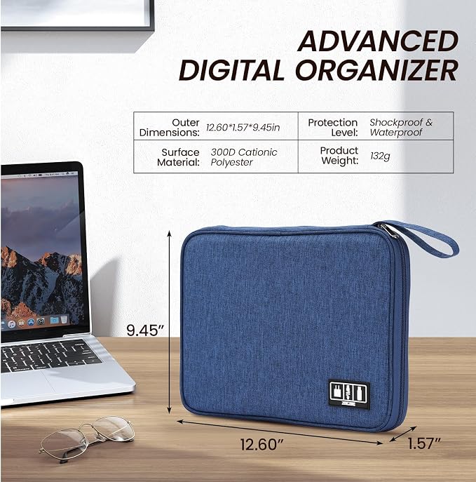 Cable Organizer Bag, Electronics Organizer Case for Tech Accessories | Store chargers, cables, power banks and adapters with elastic loops, mesh pockets and organized compartments for travel. - Image 2