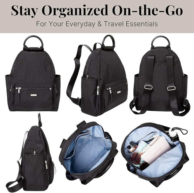Baggallini womens New Classic "Heritage" With Rfid Phone Wristlet All Day Backpack, Black, One Size US - Image 6