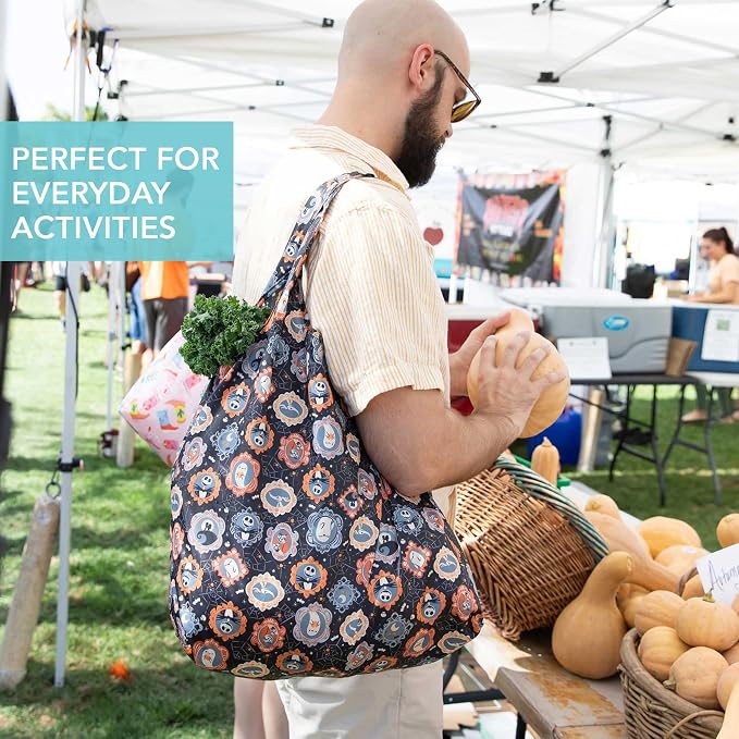 Bumkins Reusable Grocery Shopping Tote Bag for Women, Large Boho Style with Handles, Foldable, Washable, Shoulder Straps - Image 3