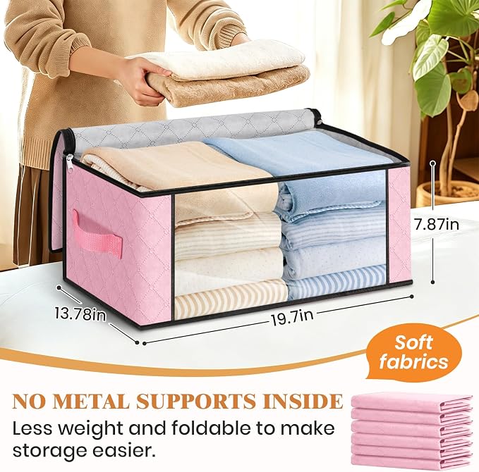 35L Closet Organizers, Foldable Under Bed Storage Containers | Storage Bags with Zippers,Window and Handles for Organizing Bedroom, Closet, Clothing,Organization with Handle - Image 2