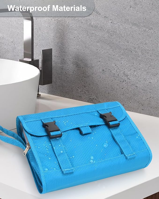 Relavel Travel Hanging Toiletry Bag for Women Men with Hanging Hook, Blue | Large Cosmetic Bags with Compartments, Water-resistant Travel Organizer for Accessories, Shampoo, Full Sized Container - Image 6