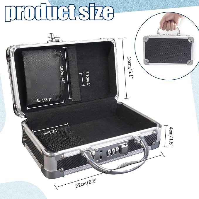 Medicine Lock Box, 3-Digit Combination, 8.8x5.1x2.9 in, Black | Portable locking storage for pills and medications, helps keep small essentials organized at home or during travel - Image 2