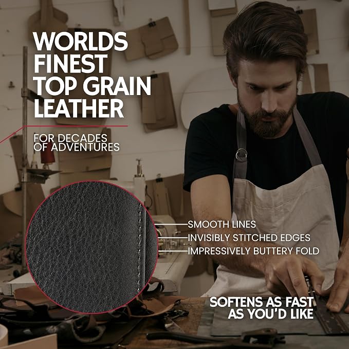 BULL GUARD Best Leather Men's RFID Trifold Wallet With ID Great Outdoor Wallet Durable Top Grain Leather Forest Brown, Double Cash Comparment with Secret Pocket, Compact & Secure Design, In Gift Box - Image 6