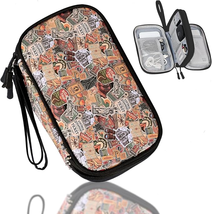 COSHAYSOO Electronics Travel Organizer Tech Bag Charging Cords Case USB Cable Charger Accessory Car Pouch, Practical Trip Gifts for Women Beach Vacation Airplane Cruise Traveling Essentials Scenery by COSHAYSOO