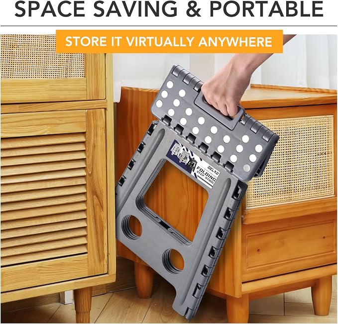 Delxo 16 Inch Folding Step Stool,Foldable Step Stool for Adults Dark Grey | Step Stool with Safety Lock,Portable Collapsible Step Stool,Non-slip Folding Stools for Kitchen Bathroom Bedroom Garden 1PC - Image 5