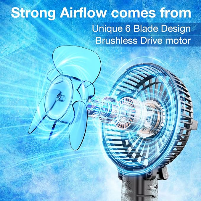 VersionTECH. Portable Handheld Fan, Powerful+Durable+180° Foldable, Mini Hand Fans with USB Rechargeable Battery Operated Cooling Accessories for Personal Use, Travel, Office Black - Image 2