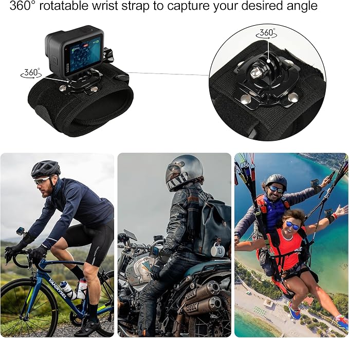 3 in 1 Accessories Set for GoPro Hero 13 12 11 10 9 8 7 6 5 4 3 Black, Chest Mount Harness/Head Strap Mount/ 360°Rotating Wrist Strap, Adjustable Flexible Accessories Kit - Image 4