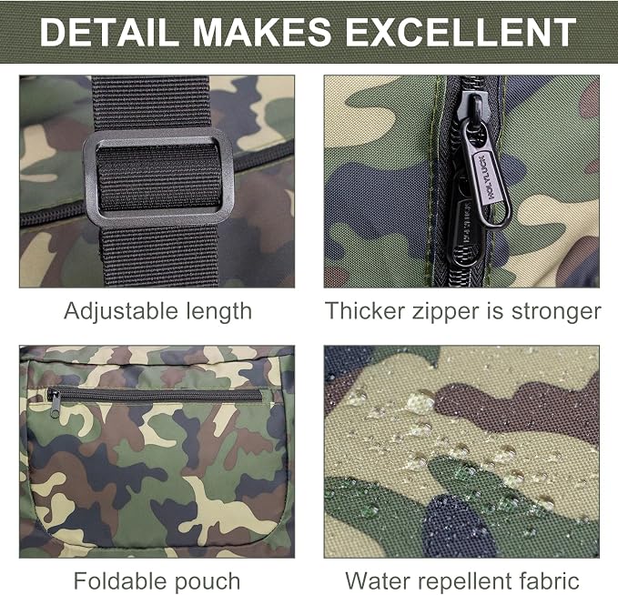 HOLYLUCK Foldable Travel Duffel Bag Luggage Great for Gym -55L, Green Camo - Image 4