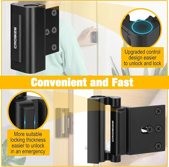 2 Pack Home Security Door Lock, Reinforcement Lock for Kids Safety, Black | Withstands 1000 lbs of Impact, Door Lock for Front Door, Defender Door Locks Latch, Inside Door Lock, For Door Security - Image 7