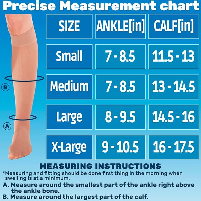 ABSOLUTE SUPPORT Sheer Knee High Compression Socks 8-15mmHg | Made in USA, Graduated Medical Compression, Circulation & Varicose Veins, Edema, Swelling, Lymphedema, Travel Ready, A107 - Image 2