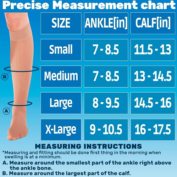 ABSOLUTE SUPPORT Sheer Knee High Compression Socks 8-15mmHg | Made in USA, Graduated Medical Compression, Circulation & Varicose Veins, Edema, Swelling, Lymphedema, Travel Ready, A107 - Image 2