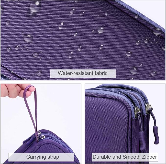 FYY Electronic Organizer, Travel Tech Pouch Bag, Large, Purple | Wrist Strap, Waterproof, Double Layers Portable Electronics Travel Carrying Case for Cord, Charger, Daily Business Trips Use - Image 4