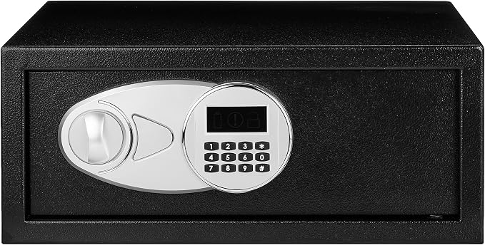 Amazon Basics Steel Security Safe and Lock Box with Digital Keypad, Electronic Lock, Emergency Key Open, Secure Cash, Jewelry, Documents, Black, 0.7 Cubic Feet, 16.9-x-14.6-x-7.1-inches (WxDxH) - Image 2