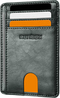 RUNBOX Slim Wallet for Men and Women, RFID Blocking Leather Card Holder | Minimalist 8-slot design fits IDs and credit cards in a thin profile for front pockets, purses, pants and travel by RUNBOX