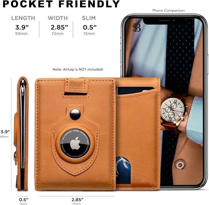 SERMAN BRANDS RFID Blocking Slim Bifold Genuine Leather Minimalist Front Pocket Wallets for Men with Money Clip Thin Mens - Image 4