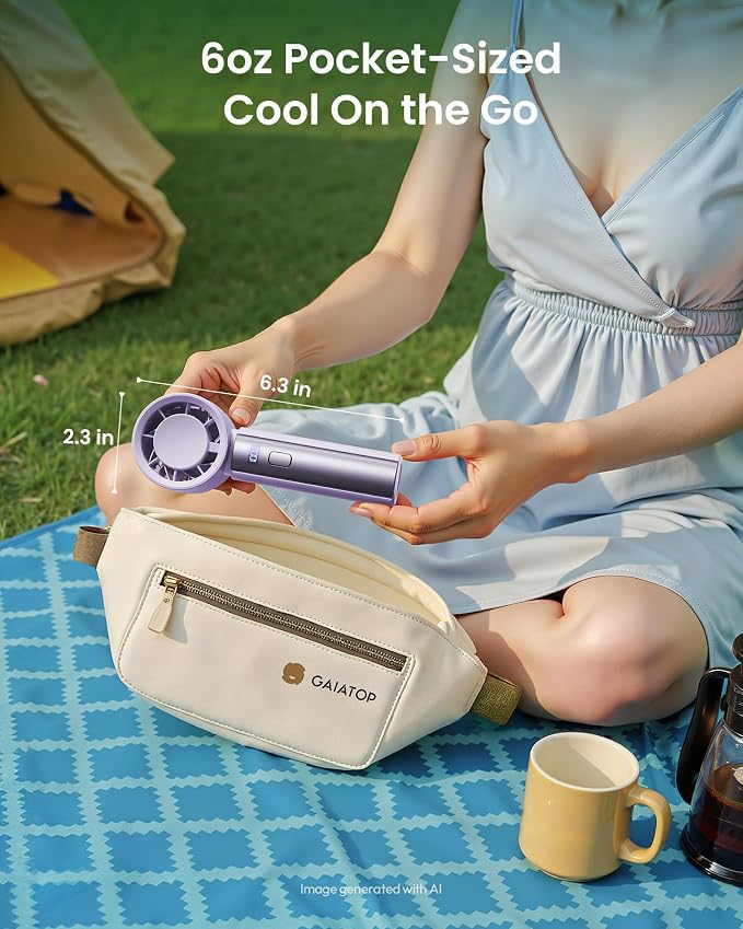 Gaiatop Small Handheld Personal Fan, Powerful High Speed Turbo Cooling | USB Rechargeable Mini Portable Fan for Travel, Outdoor Essentials, Summer Gifts for Women Girls, Purple - Image 6