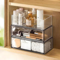 PAVSTINE Medicine Cabinet Organizer 3 Pack, Plastic Stackable Storage with 2 Drawers, Bathroom Mirror Cabinet Organizer with Removable Dividers for Wall Cabinet, Vanity, Countertop, Clear by PAVSTINE